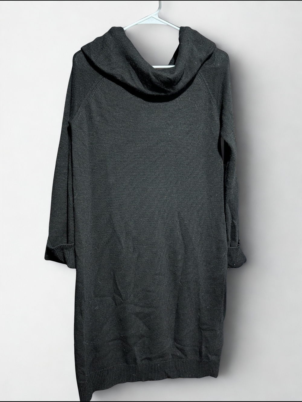 Massimo Dutti Black Cowl Neck Sweater Dress Large Wool Cashmere Blend